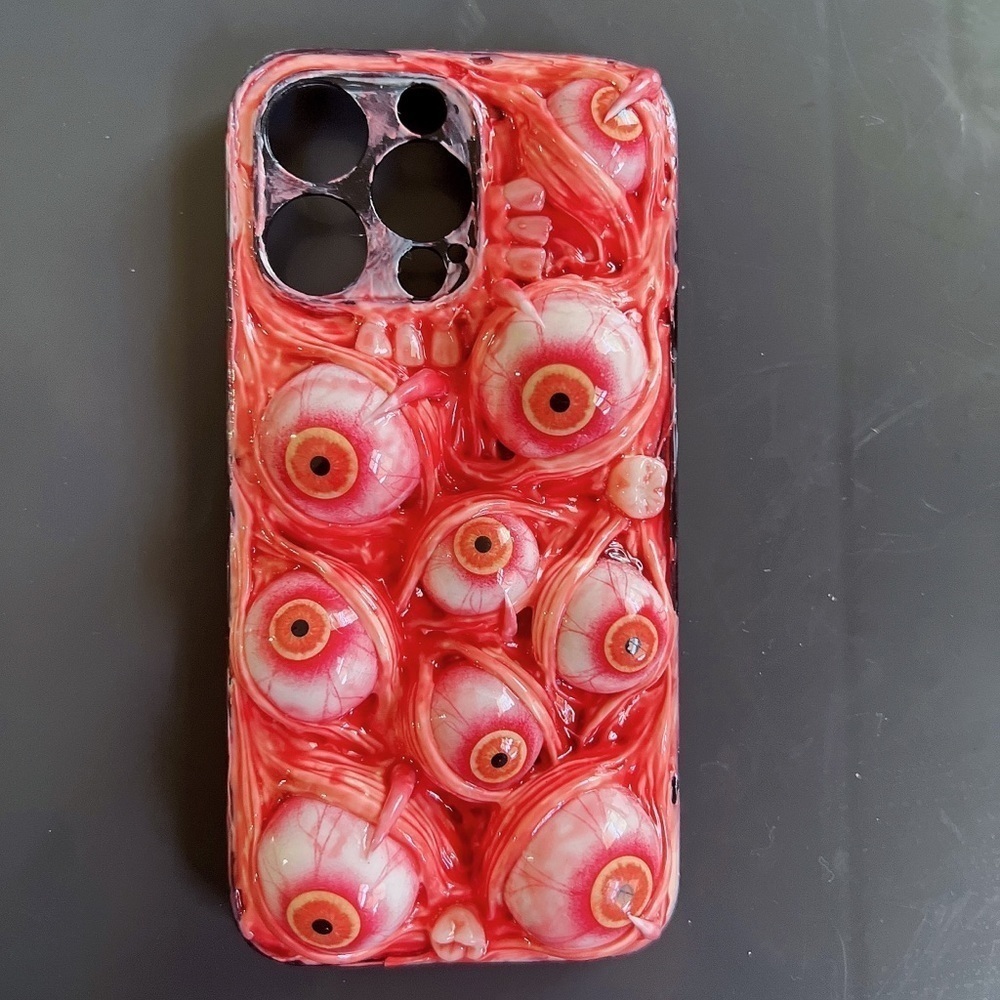 Handmade Collection Monster Alien Eyeballs Teeth Creepy 3D Phone Case Halloween